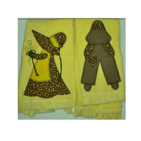 Set Of Vintage Hand Towels Sun Bonnet Sue Sun Bonnet Sam Bath Decor - Picture 1 of 8